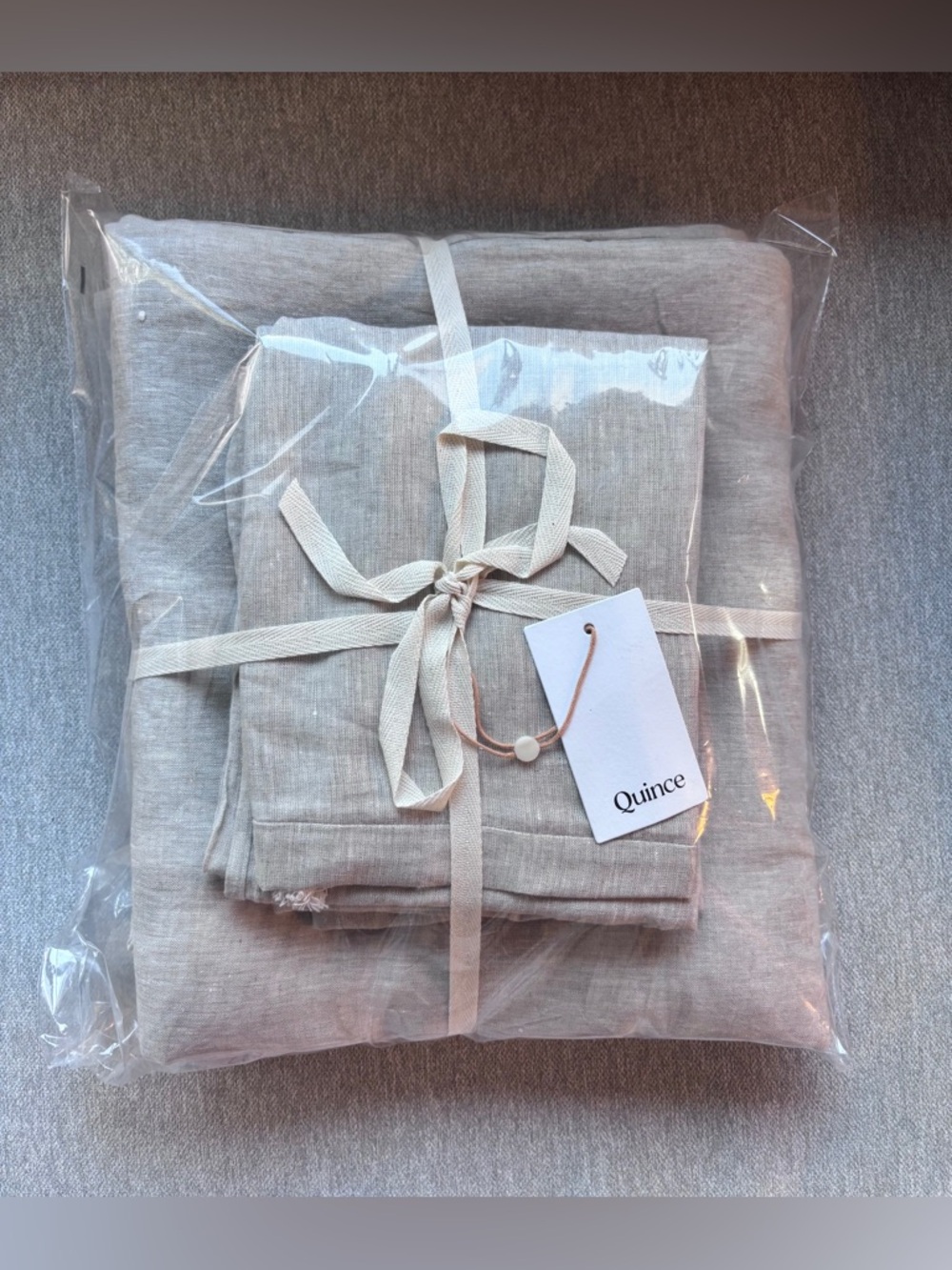 Quince European Linen Duvet Set King/Cal King Natural Chambray 3-Piece Set NWT